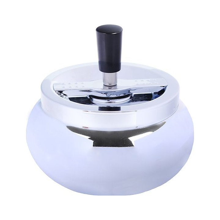 Cendrier rotatif bombé chromé, 13 cm de diamètre