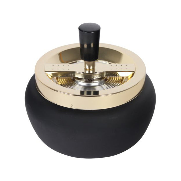 Drehaschenbecher in Schwarz und Gold, 13 cm