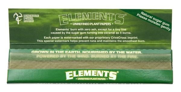 Geöffnetes Elements Green King Size Slim Heft mit Papers