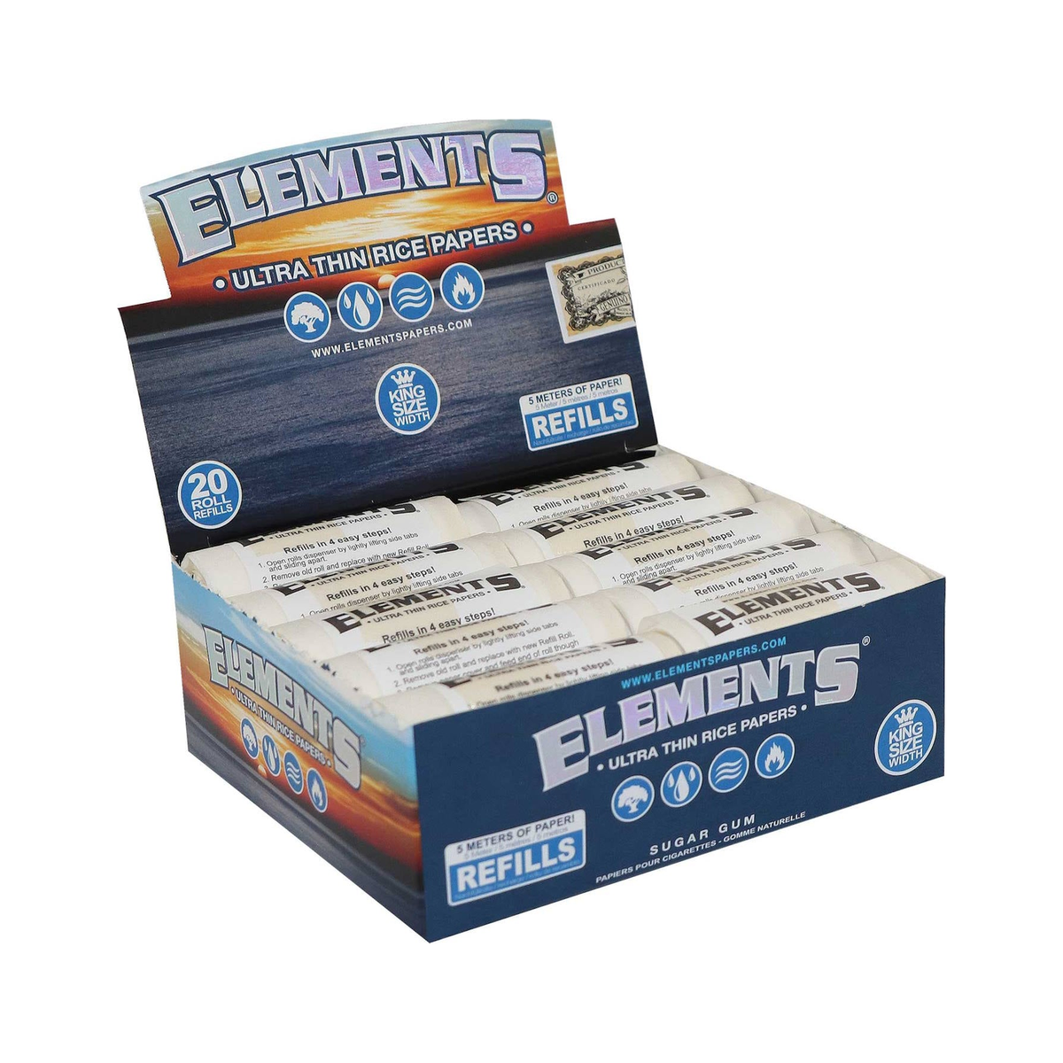 Elements King Size Rolls Refill Blättchen, 20 Stück