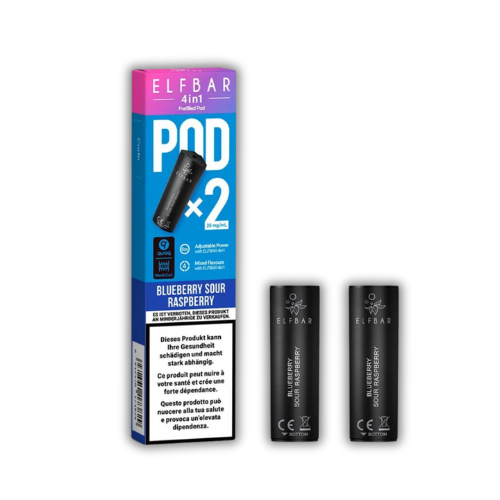 Elf Bar 4in1 Pod Blueberry Sour Raspberry – vorgefüllte E-Liquid-Pods, 2 x 2 ml