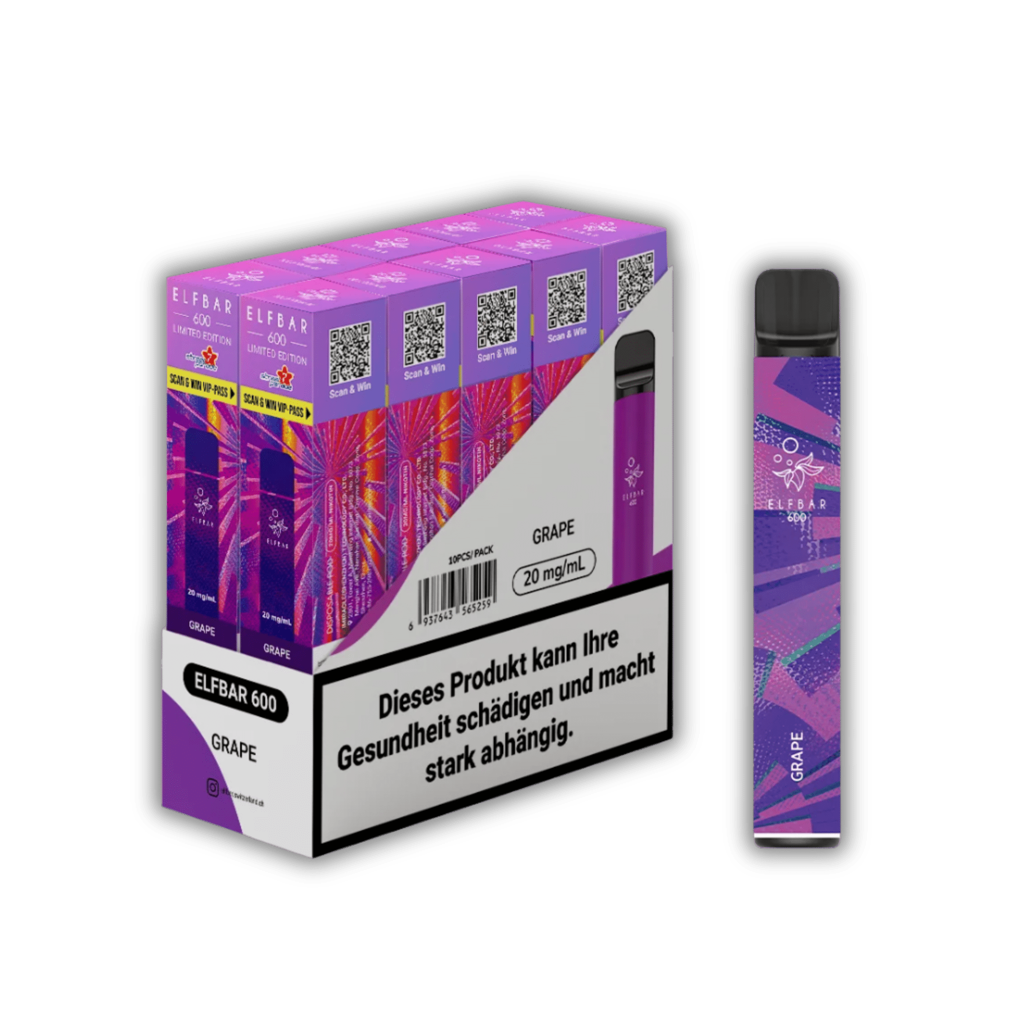 Elf Bar - 600 - 20mg/ml - Streetparade Edition - Grape kaufen bei rauchwerk.ch