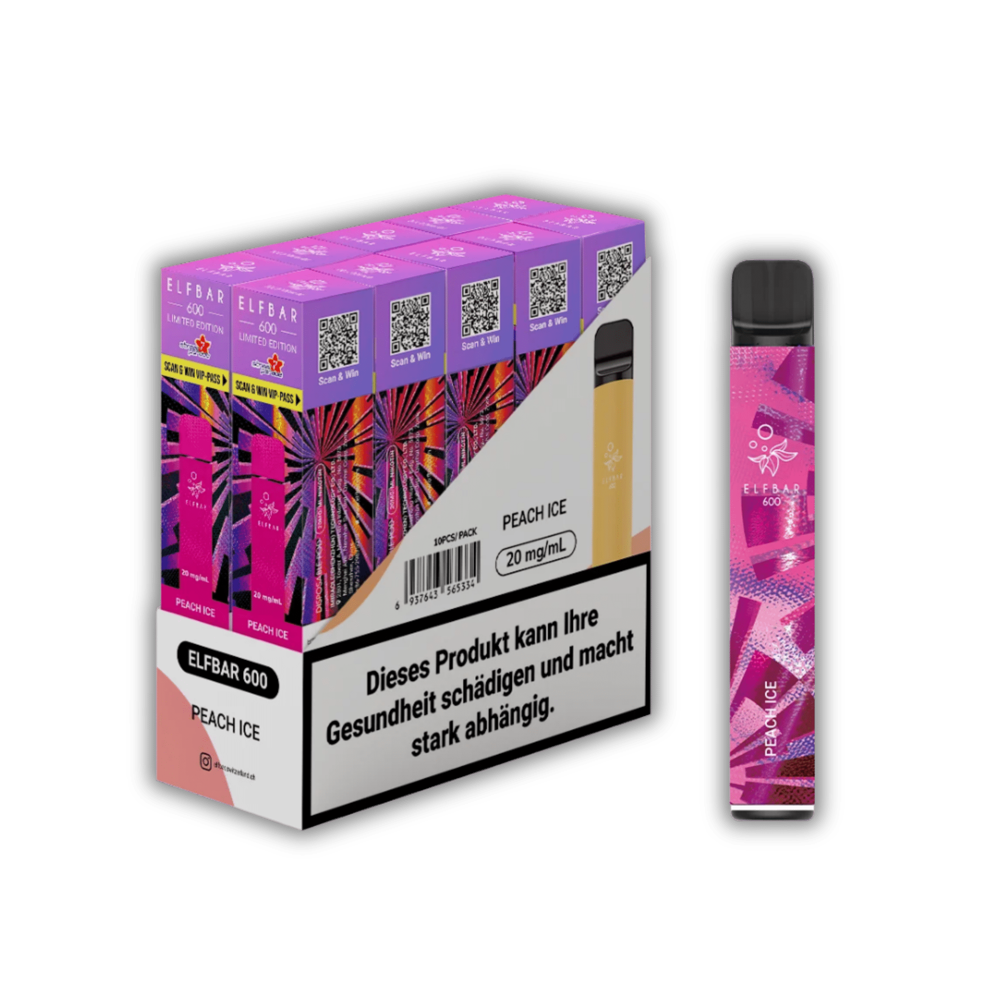 Elf Bar - 600 - 20mg/ml - Streetparade Edition - Peach Ice kaufen bei rauchwerk.ch