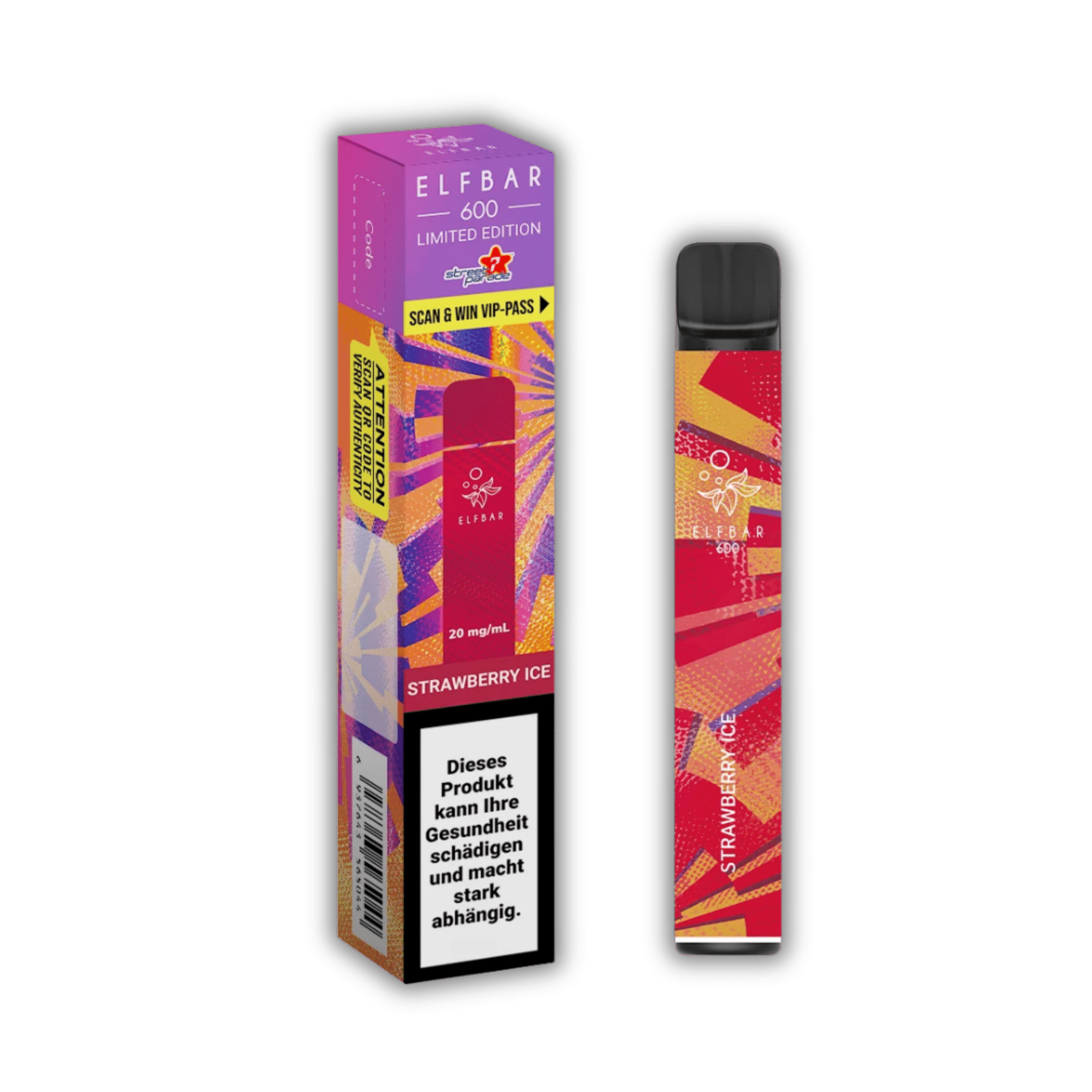 Elf Bar - 600 - 20mg/ml - Streetparade Edition - Strawberry Ice kaufen bei rauchwerk.ch