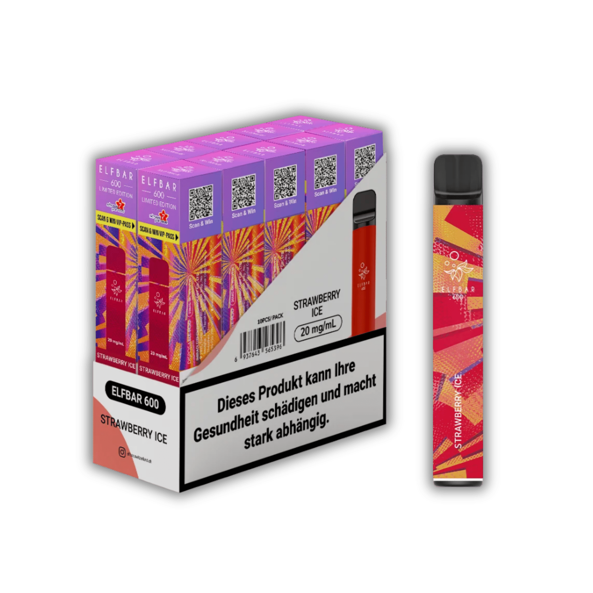 Elf Bar - 600 - 20mg/ml - Streetparade Edition - Strawberry Ice kaufen bei rauchwerk.ch