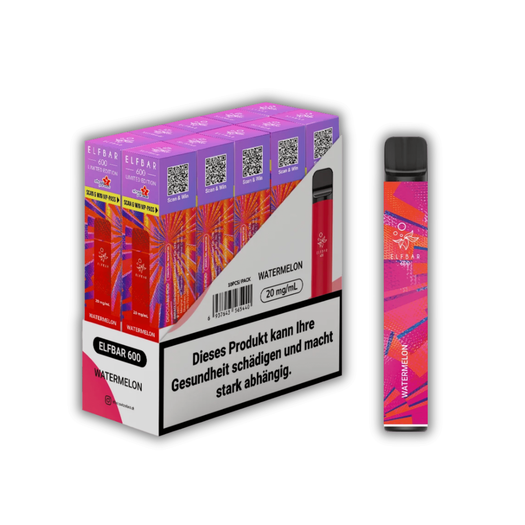 Elf Bar - 600 - 20mg/ml - Streetparade Edition - Watermelon kaufen bei rauchwerk.ch