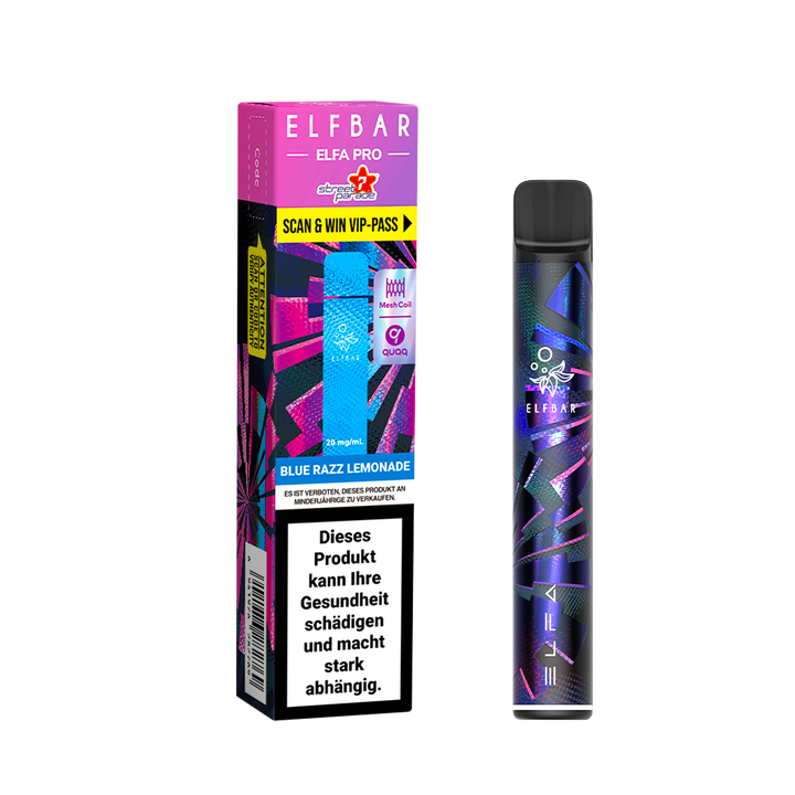 Elf Bar ELFA Pro Kit Black mit Blue Razz Lemonade Pod, 2 ml