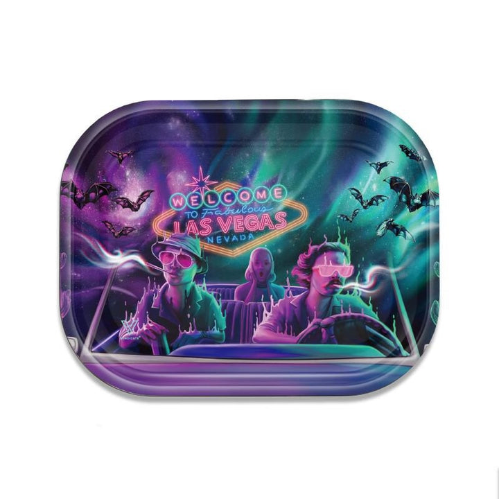 V Syndicate Rolling Tray Bat Country mit Las Vegas Neonschild, Autofahrern und Fledermäusen