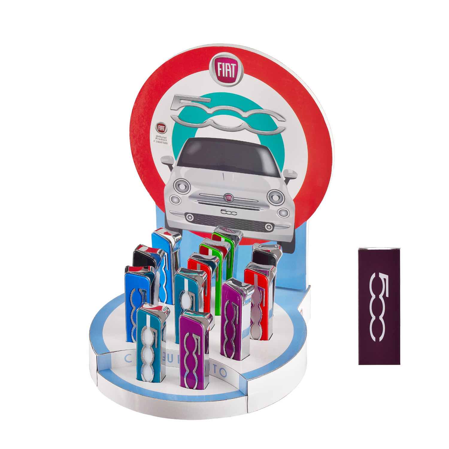 FIAT 500 Feuerzeug Badge/Logo Display mit 12 Stück