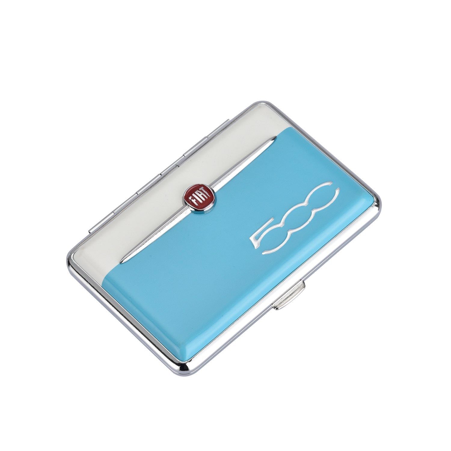 FIAT 500 Zigarettenetui 12er in Hellblau, schräg