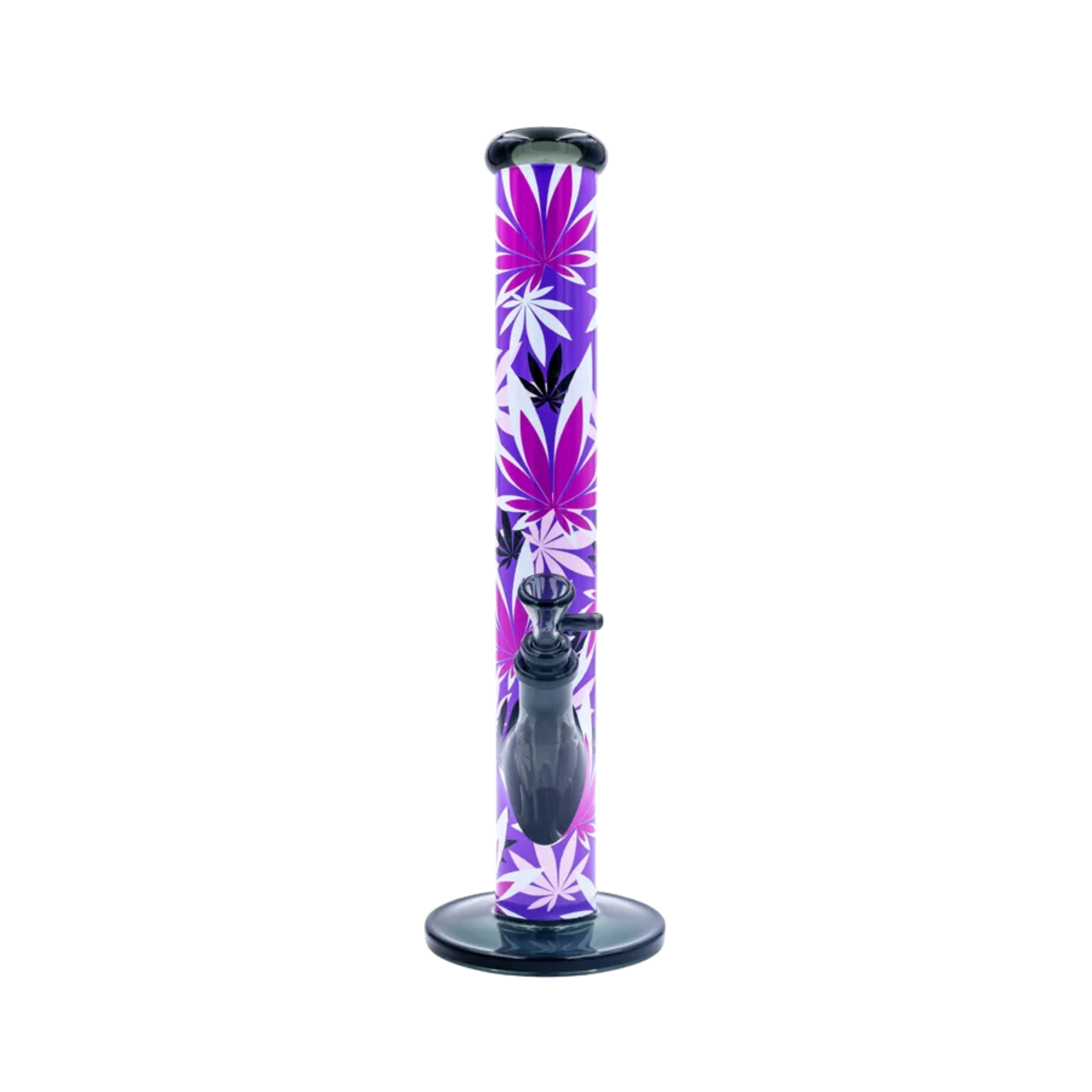 Pink Leaves Motiv auf der FIRE-FLOW x Black Leaf Glasbong