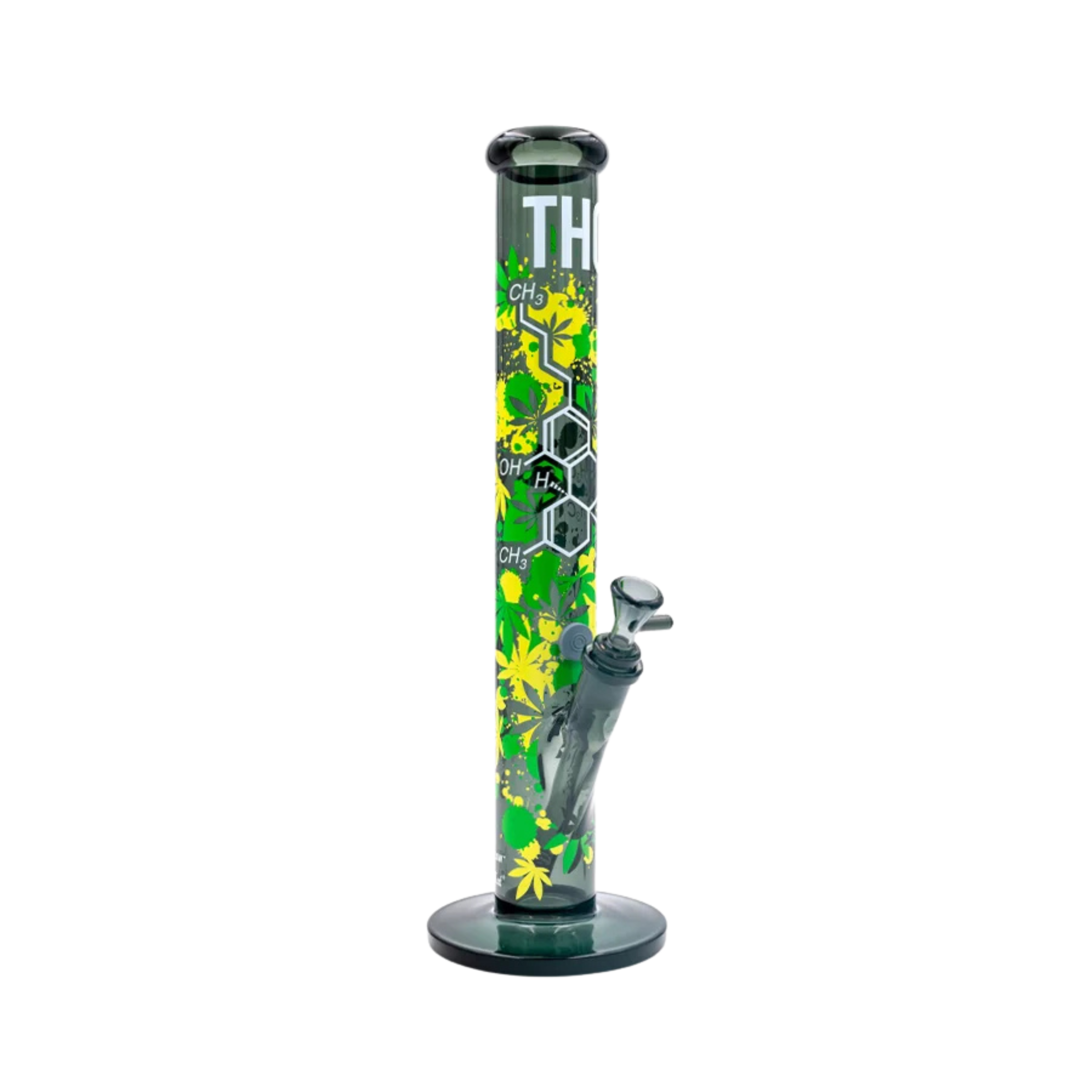 THC Molecule Motiv auf schwarzer FIRE-FLOW x Black Leaf Bong