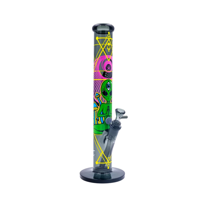 Trippy Alien Motiv auf schwarzer FIRE-FLOW x Black Leaf Bong