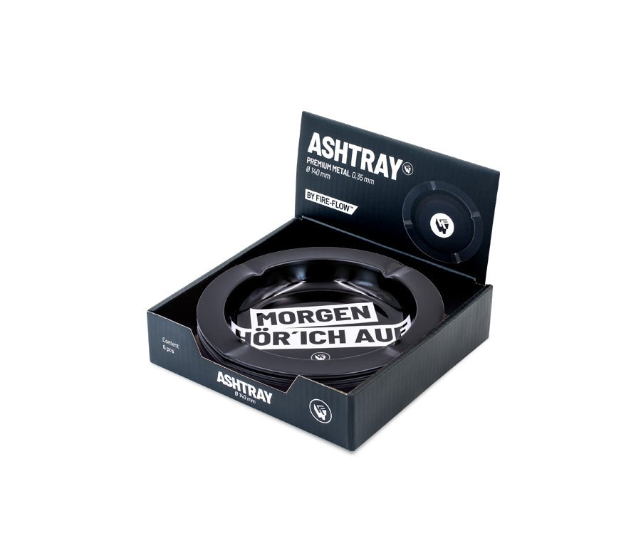 Rückseite vom Fire-Flow Metall-Aschenbecher Ø 135 mm