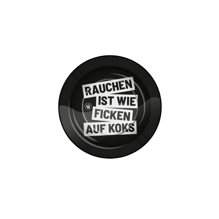 Metall-Aschenbecher Ø 135 mm mit Spruch-Motiv „Rauchen ist wie“
