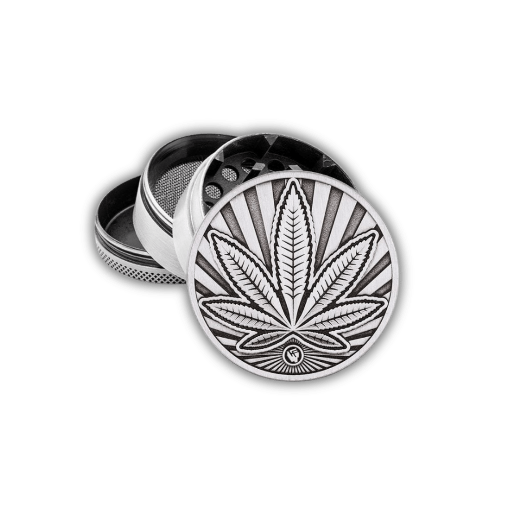 FIRE-FLOW Metall Grinder 50mm 4-teilig Highlife in Silber