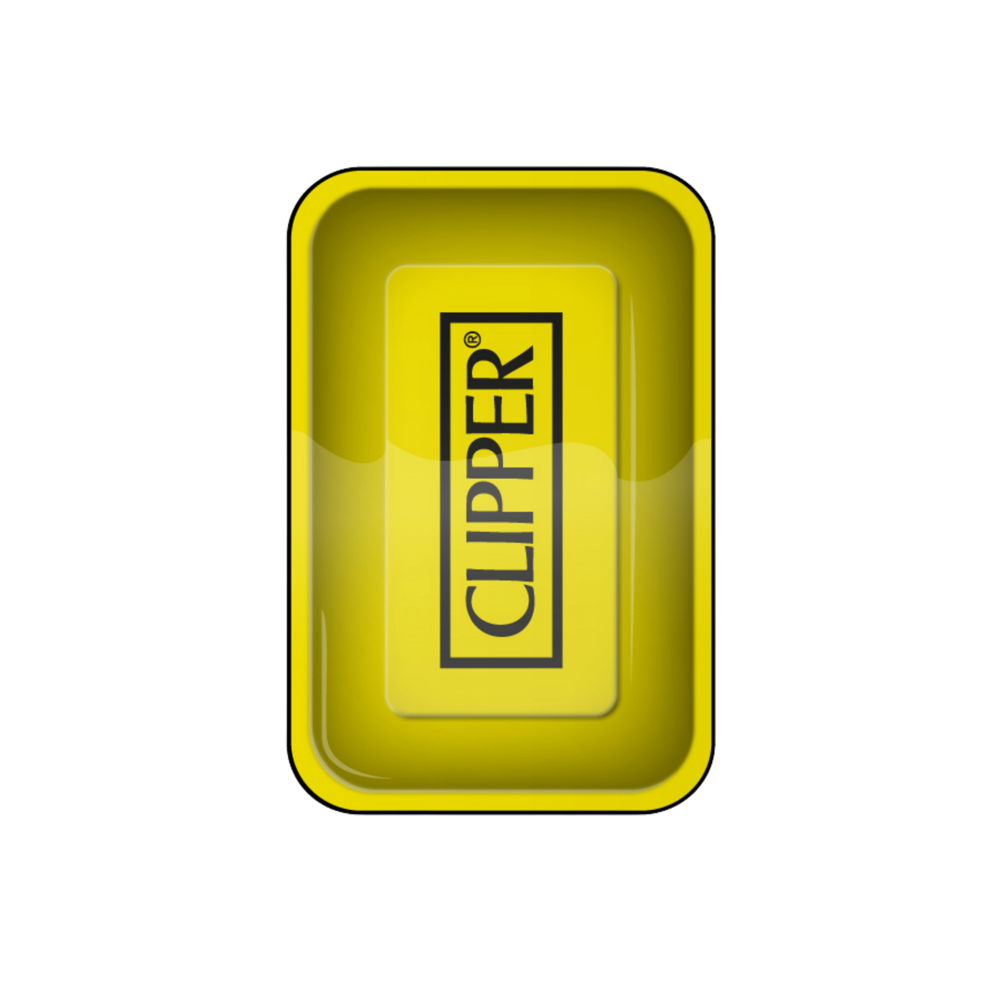 Gelbes Clipper Logo Rolling Tray aus Metall, 27,5×17,5 cm