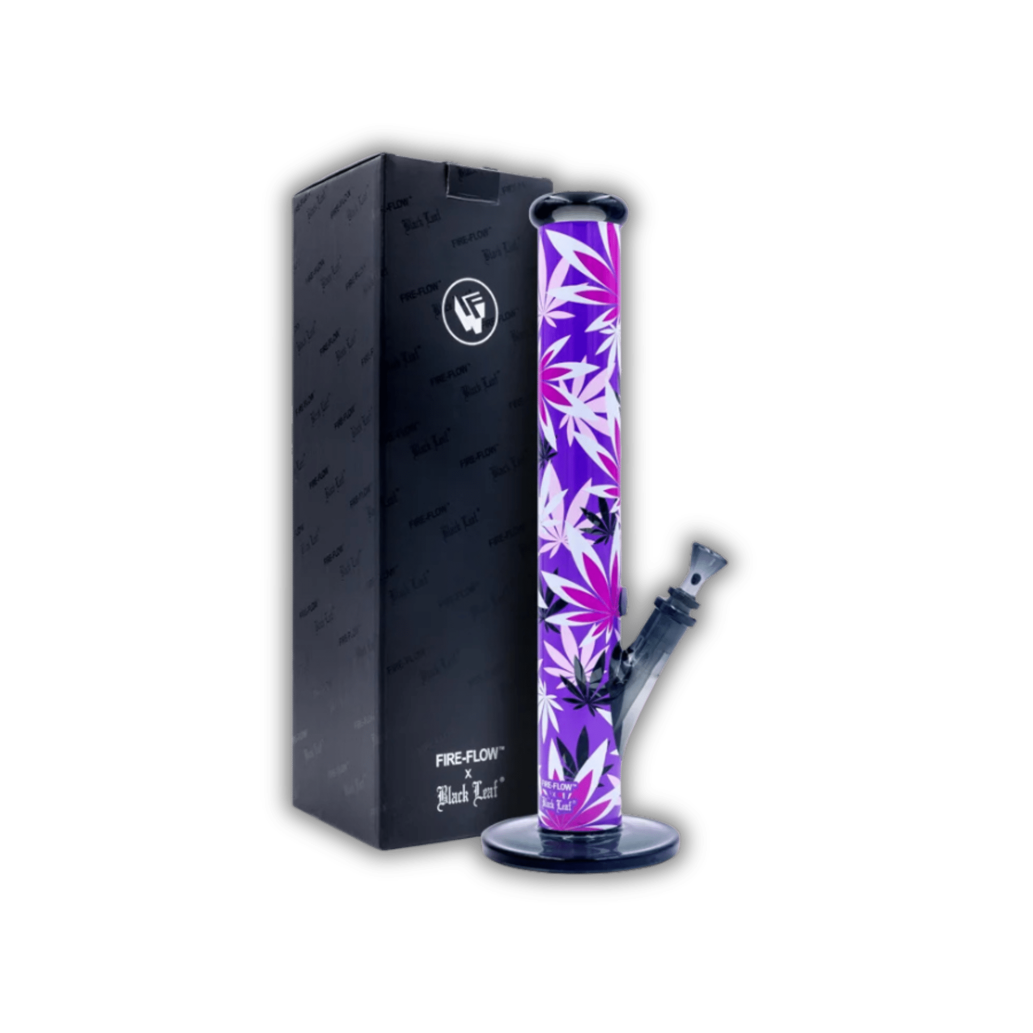 FIRE - FLOW x Black Leaf - Glas Bong - Pink Leaves - 51mm - 40cm kaufen bei rauchwerk.ch