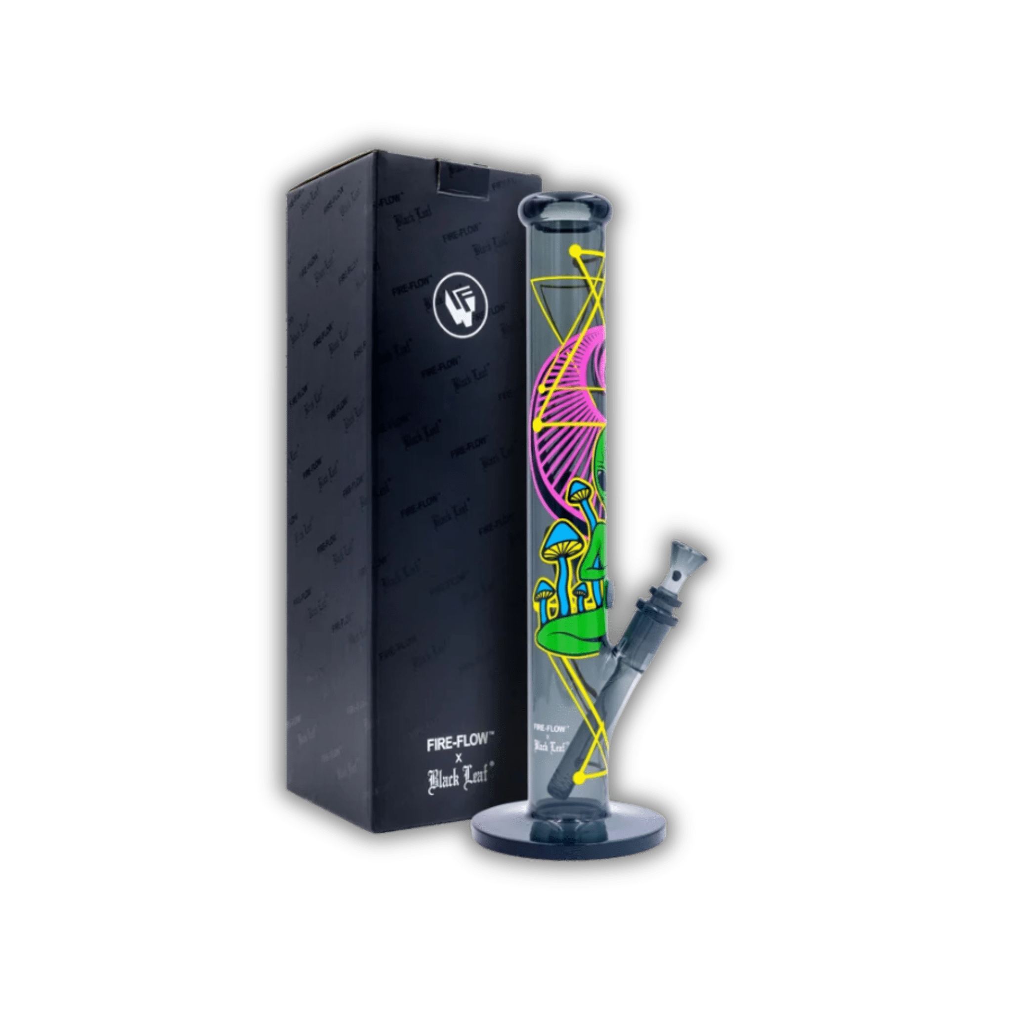 FIRE - FLOW x Black Leaf - Glas Bong - Trippy Alien - 51mm - 40cm kaufen bei rauchwerk.ch