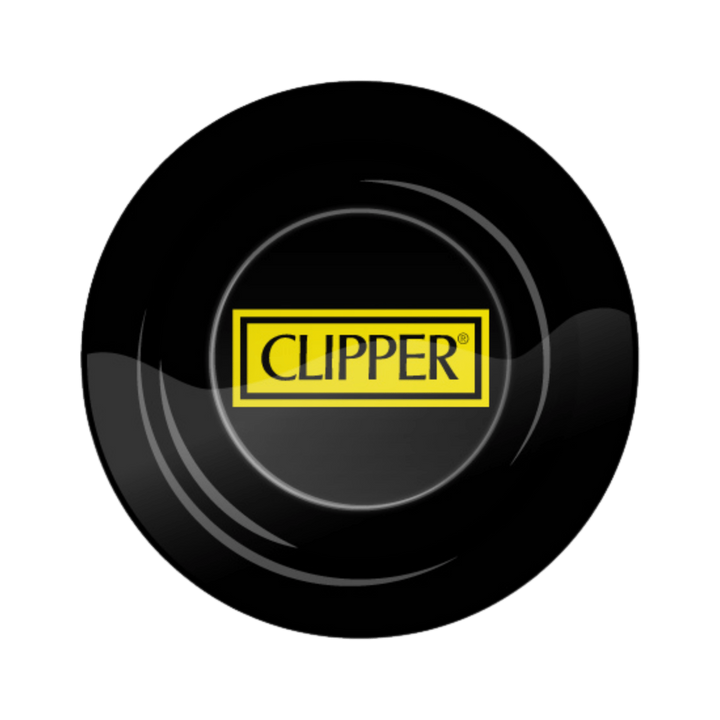 Schwarzer Clipper Metall-Aschenbecher Ø 135 mm mit Logo