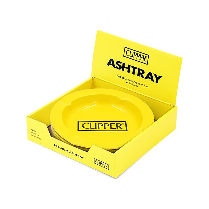 Clipper Aschenbecher in gelber Verpackung, Metall, Ø 135 mm