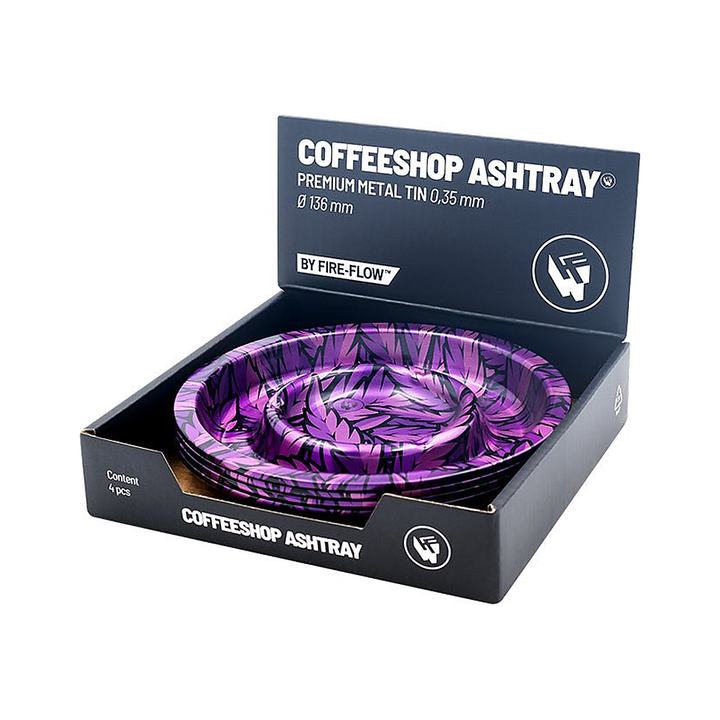 Display mit 4 FIRE-FLOW Coffeeshop Aschenbechern Leaves #33 Pink