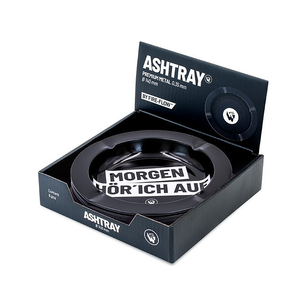 Rückseite vom Fire-Flow Metall-Aschenbecher Ø 135 mm