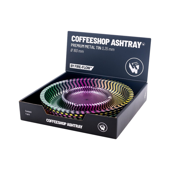 Display mit 4 FIRE-FLOW Coffeeshop Aschenbechern Trippy #2