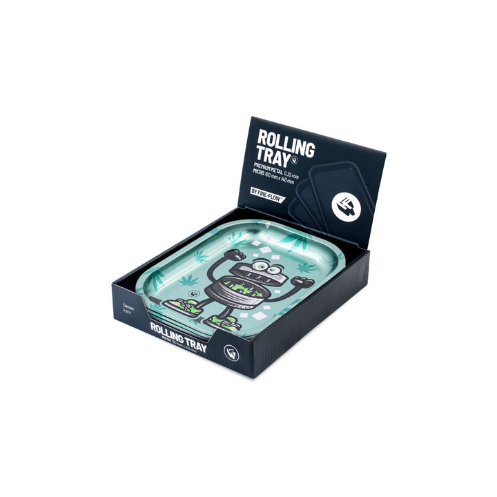 FireFlow Rolling Tray 420 Character im Display-Karton mit Aufsteller präsentiert