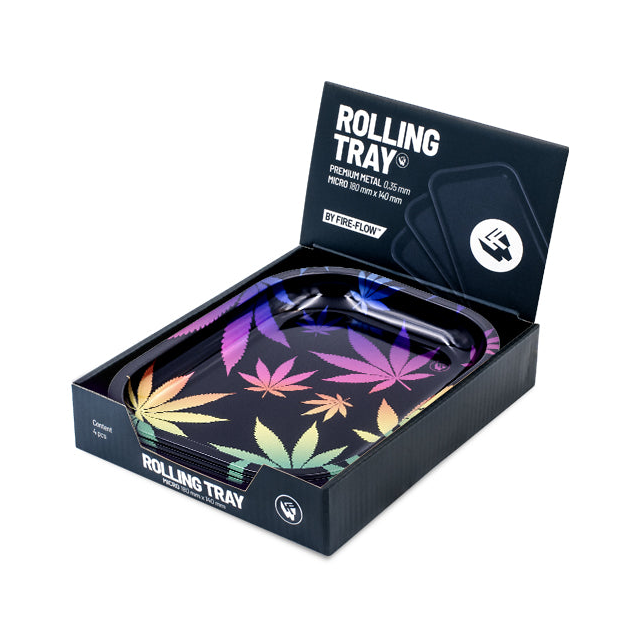 FireFlow Rolling Tray Leaves Gradient mit bunten Blättern im Display Karton