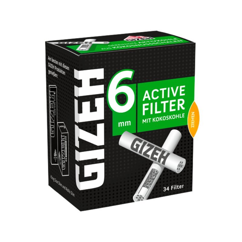 GIZEH - Active Filter 6mm - Black - 34 Stück kaufen bei rauchwerk.ch