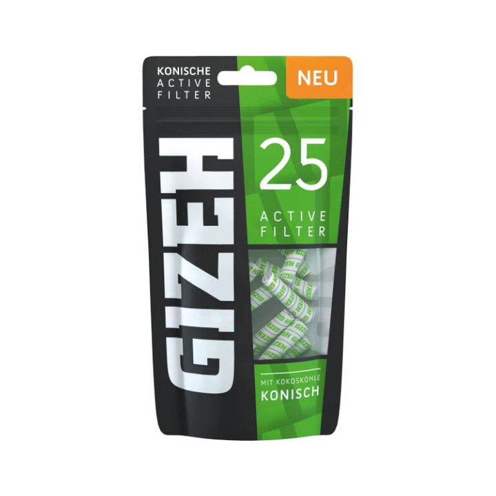 GIZEH konische Aktivkohlefilter Black Bag mit 25 Stück