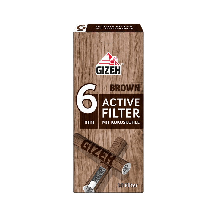 GIZEH Brown Active Filter 6mm Packung mit 10 Filtern