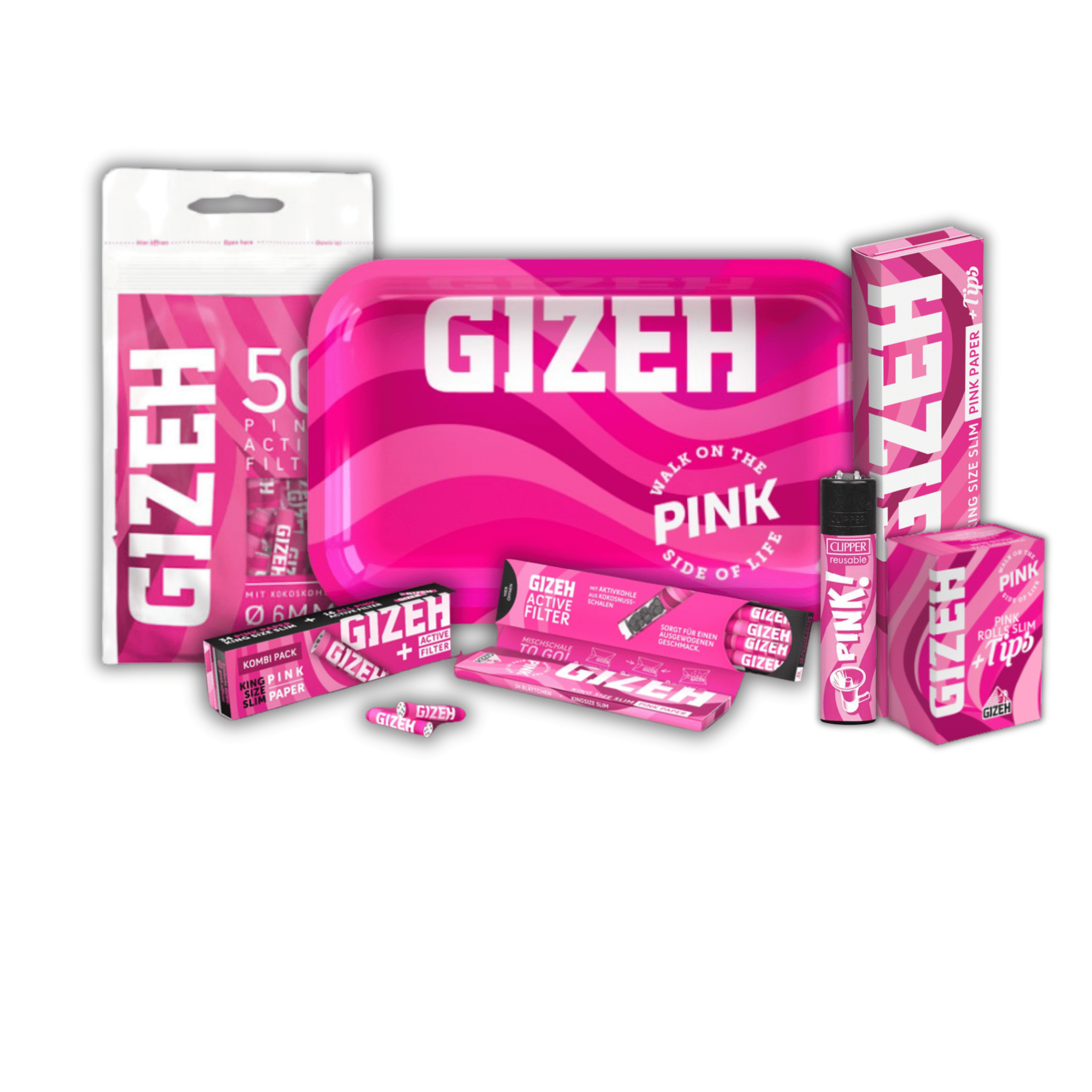 GIZEH All Pink Bundle mit Filters, Papers und Tray