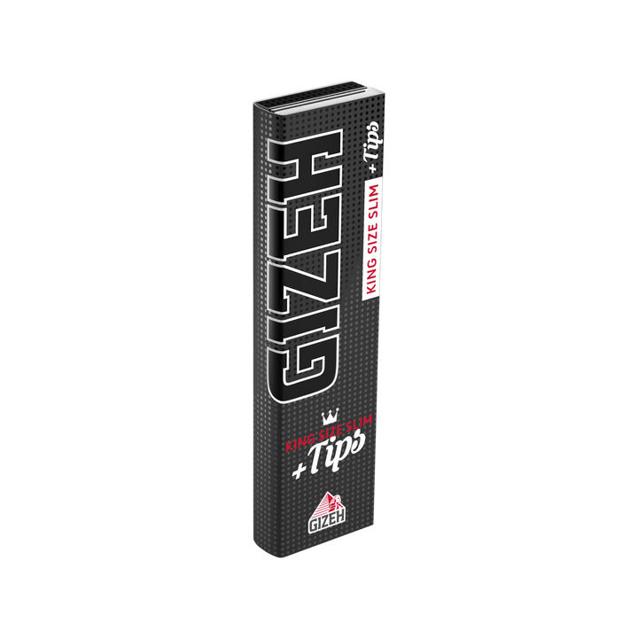 Geöffnetes GIZEH Black King Size Slim + Tips Heft mit Longpapers und Tips