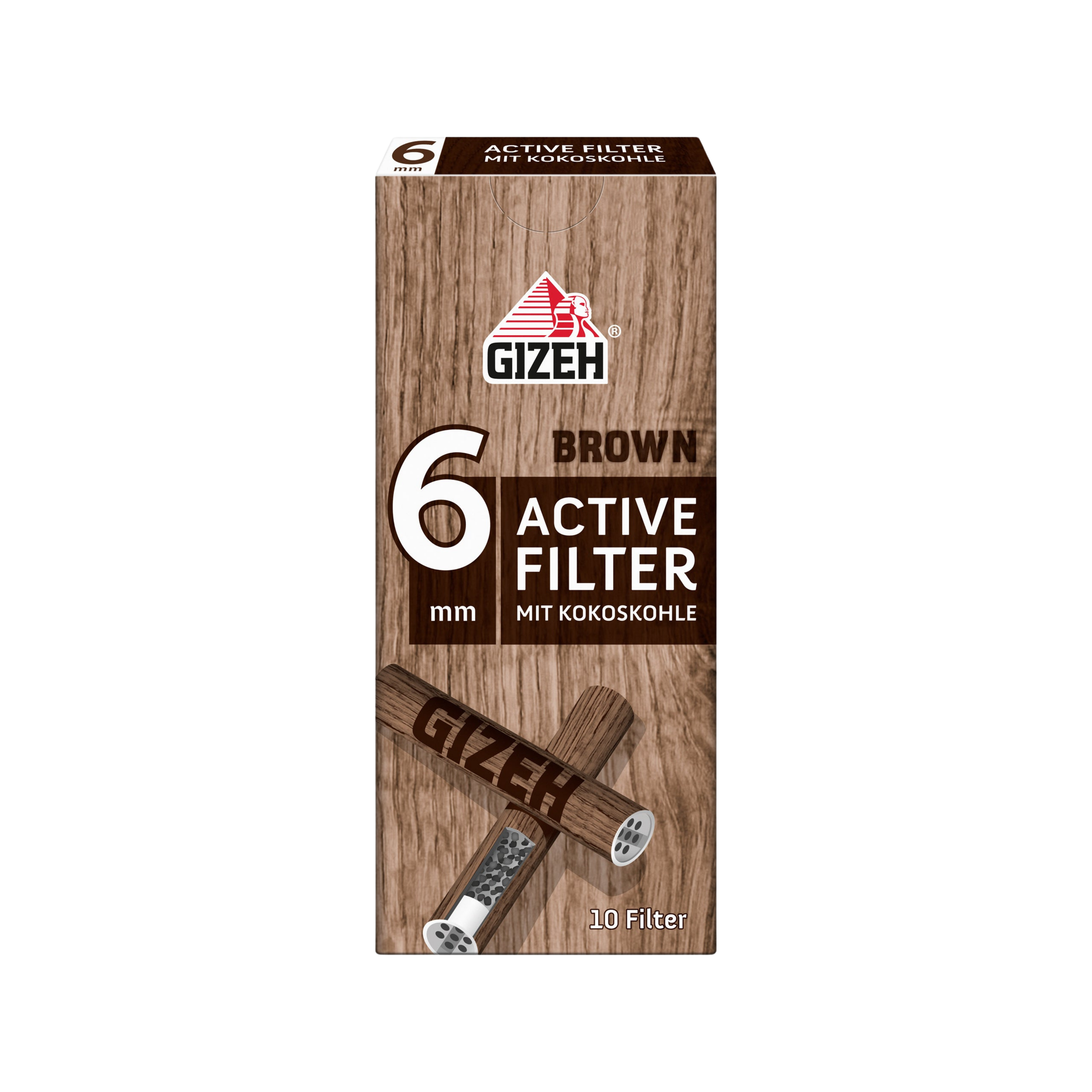 GIZEH Brown Active Filter 6mm Packung mit 10 Filtern
