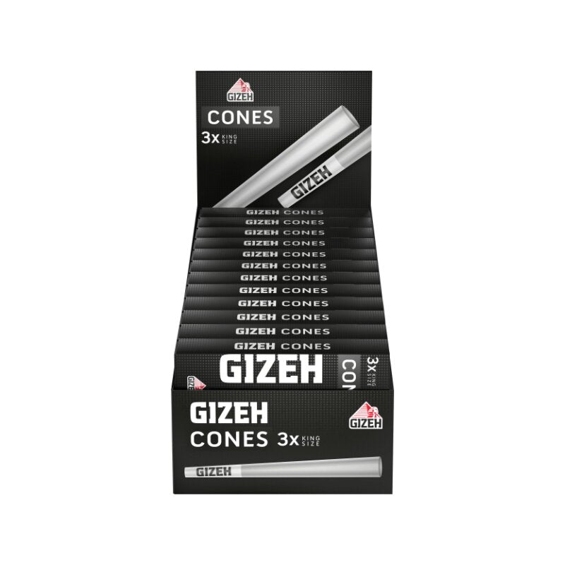 GIZEH Cones Black Display mit King Size Cones Packungen