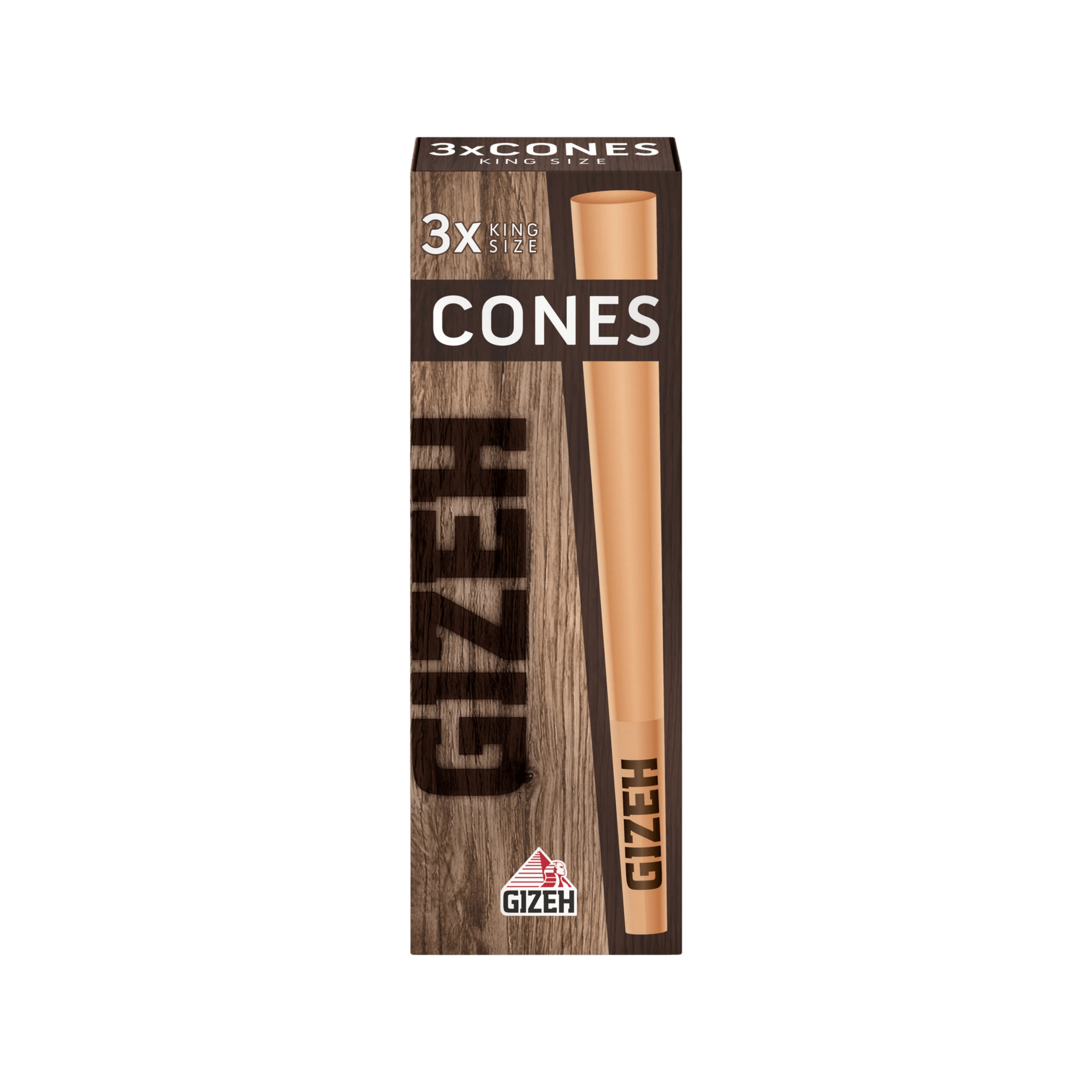 GIZEH Cones Brown King Size 3 Stück Packung Vorderansicht