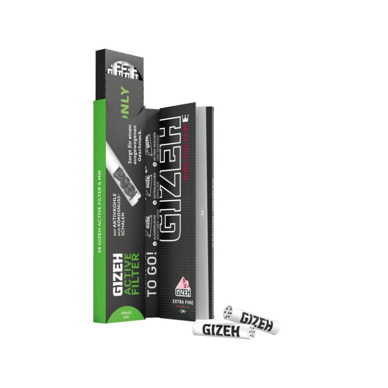 GIZEH - King Size Slim + Active Filter - Black kaufen bei rauchwerk.ch