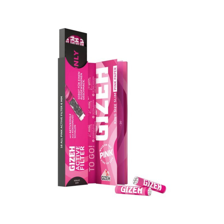 GIZEH Pink King Size Slim + Active Filter Heft 34+16