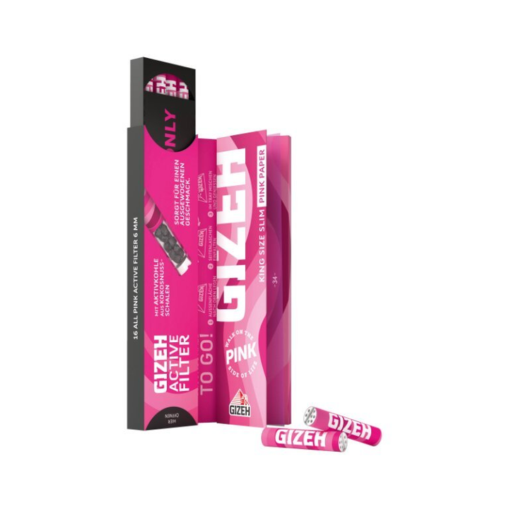 GIZEH Pink King Size Slim + Active Filter Heft 34+16