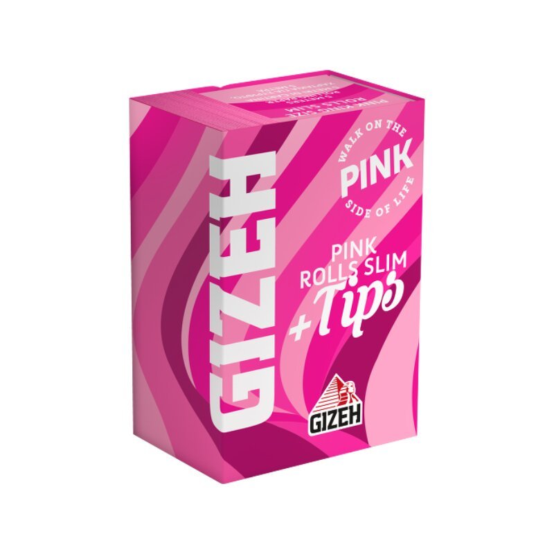 GIZEH Pink Rolls Slim + Tips 5 m King Size Packung Vorderansicht