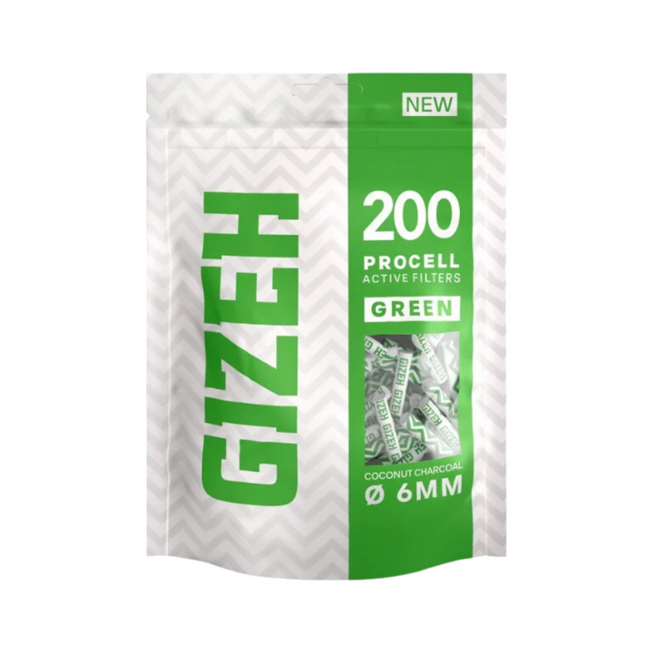GIZEH ProCell Aktivkohlefilter 6 mm Green Bag 200 Stück