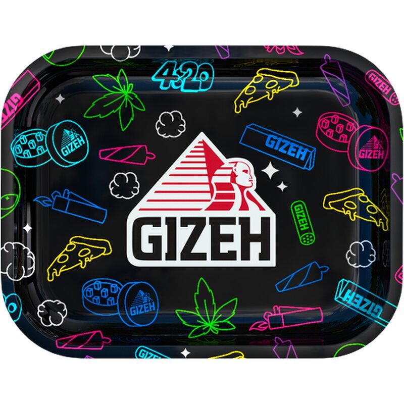 GIZEH Rolling Tray Comic black Small 18 x 14 cm Metalltablett