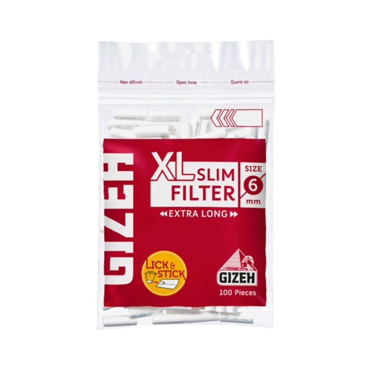 GIZEH XL Slim Filter 6mm extra lang im 100er Zip-Beutel