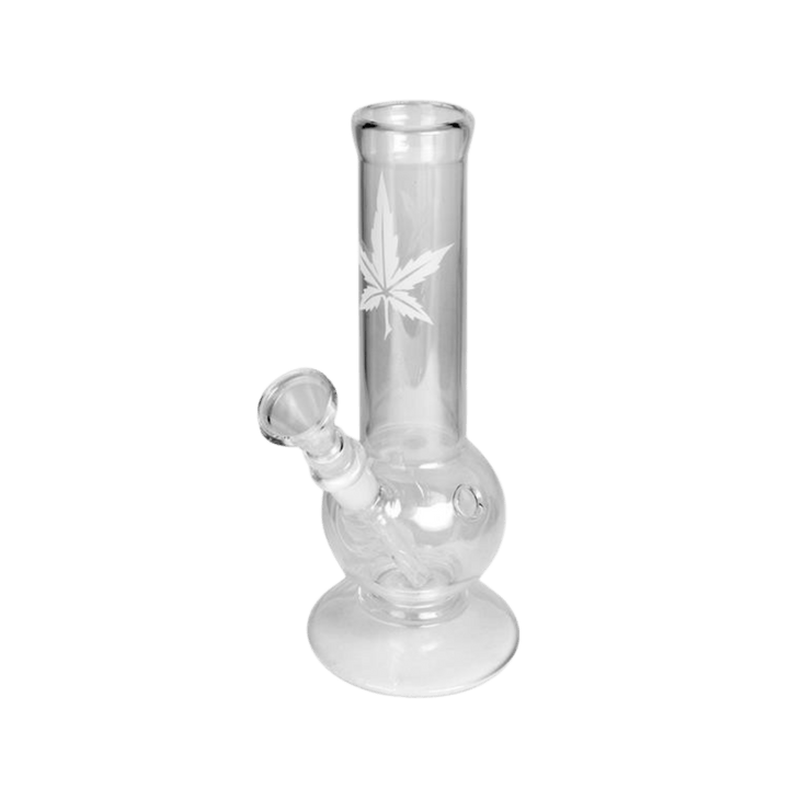 Glas Bong Hemp Leaf 21 cm mit Hanfblatt-Gravur