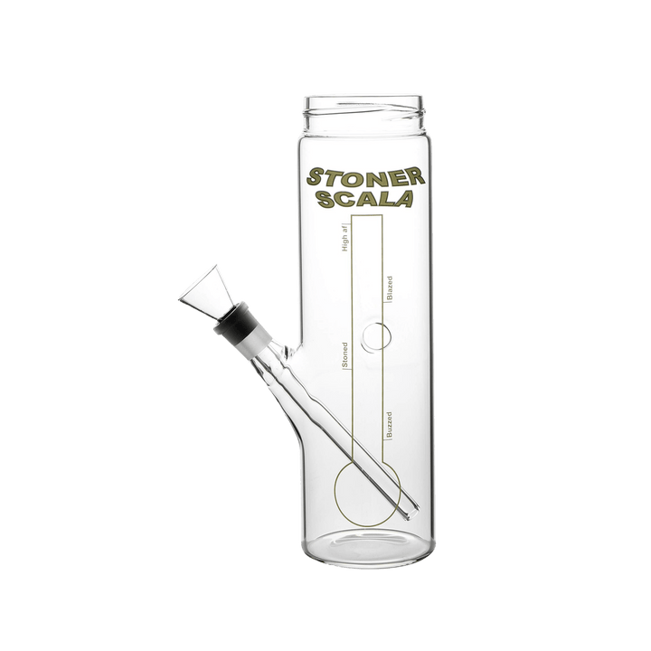 Glas Bottle Bong Stoner Scala 22 cm mit Print