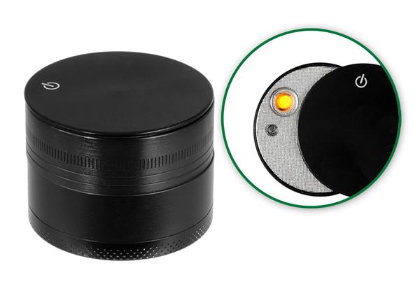 Alu-Grinder mit USB-Feuerzeug, 3-teilig, 50 mm