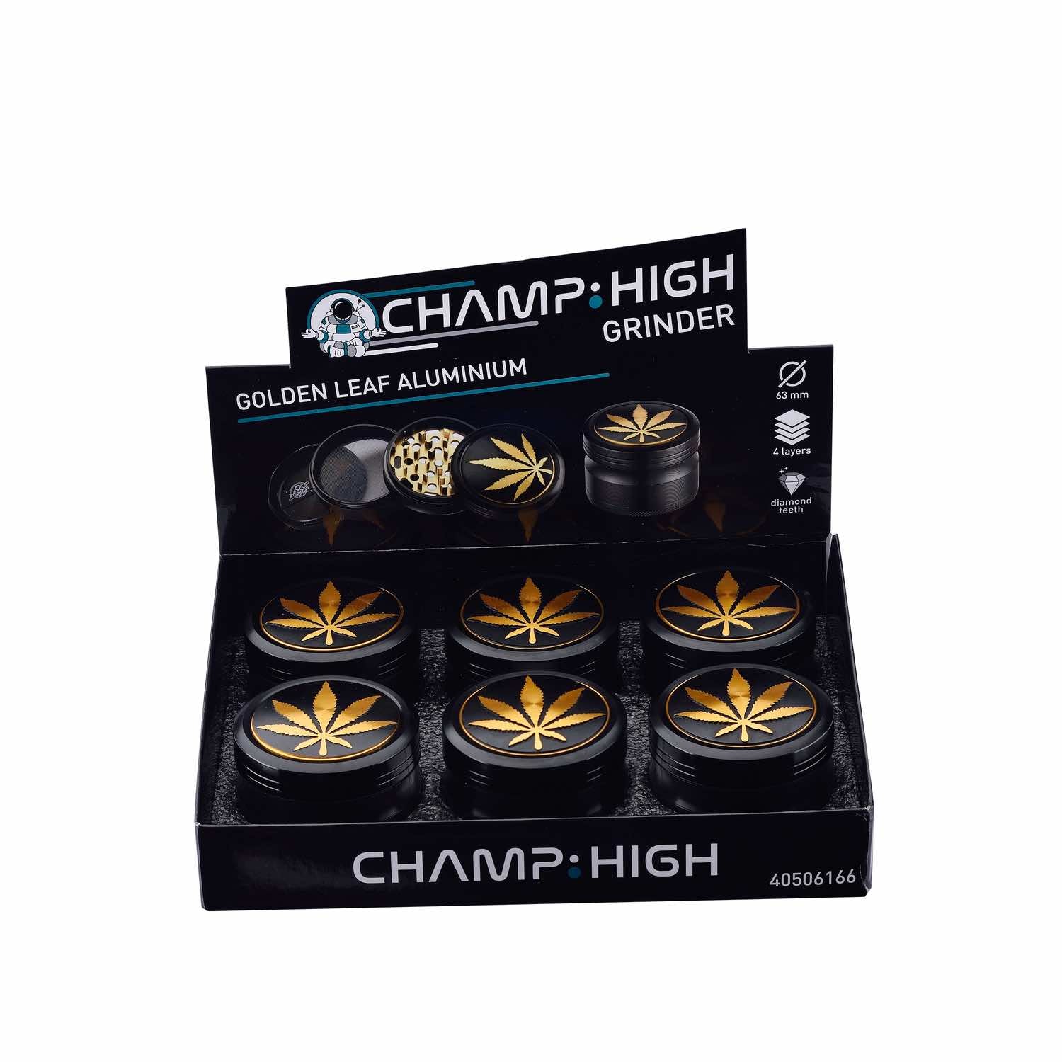 Grinder Golden Leaf - 63mm - 4 Layers kaufen bei rauchwerk.ch