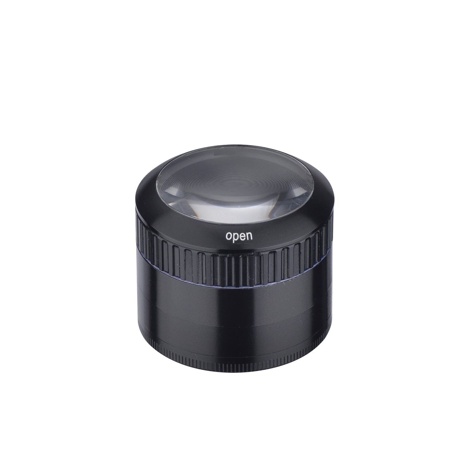 Grinder Magnifier Black mit Lupe und Staufach - 50mm - 4 Layers kaufen bei rauchwerk.ch